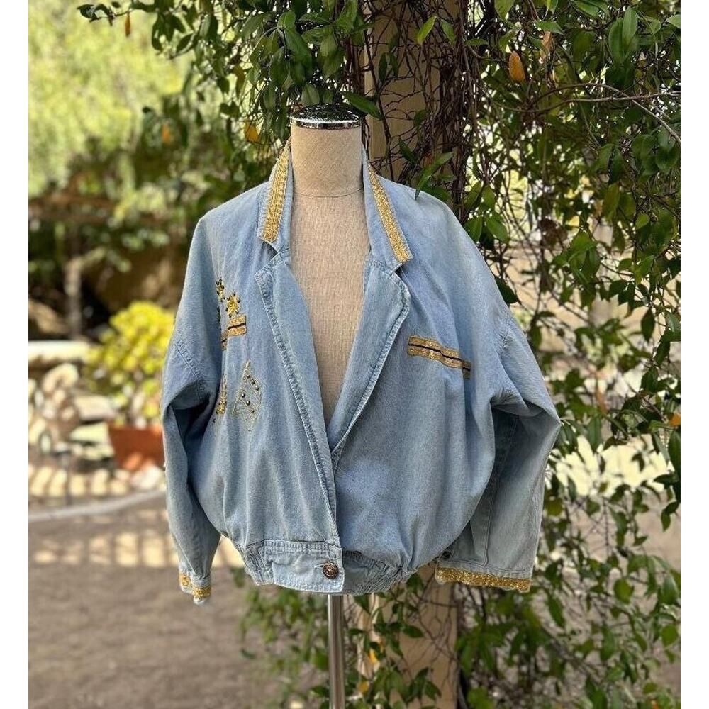 Vtg Acid Wash Innovations Jean Blazer,Nautical, M/L 80’s, 90’s, Oversized M